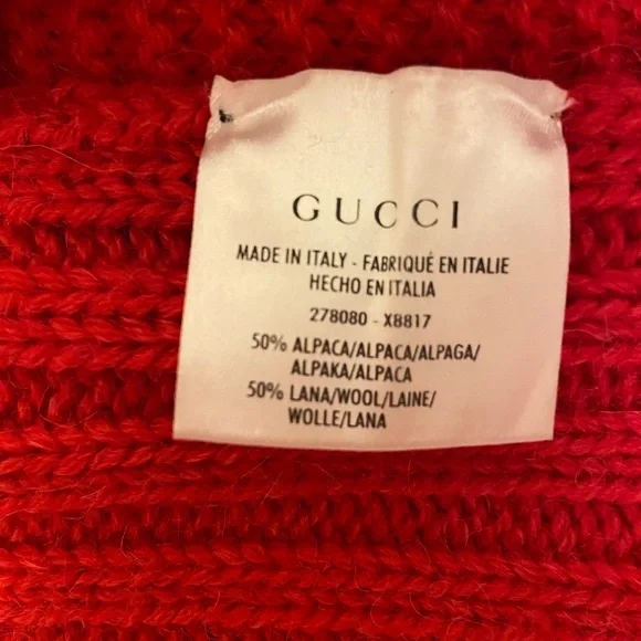 Gucci Chunky Alpaca Wool Blend Red Cardigan Cable Knit Sweater Made in Italy - Picture 15 of 16